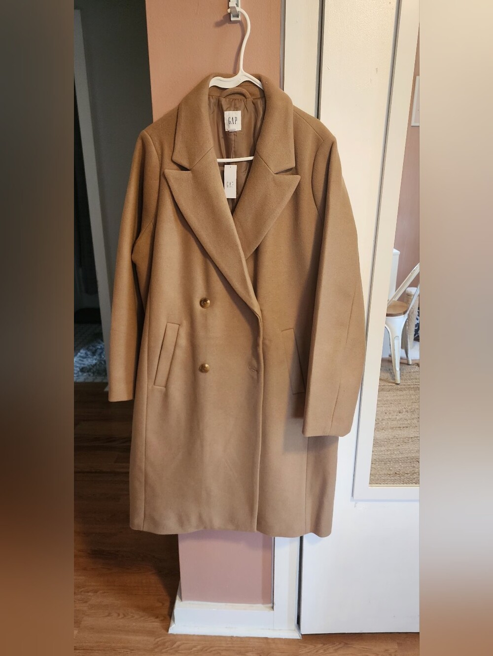 GAP NWT Women's Camel Double-Breasted Pea Coat